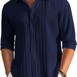 CB-COLEBROOK Men's Casual Button Down Shirts Long Sleeve Linen Shirt Fashion Textured Beach Summer Shirts| Men Stylish Shirt | Men Fancy (Available in Plus Size)